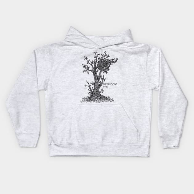 Bristlecone Pine Sketch Kids Hoodie by Hinterlund